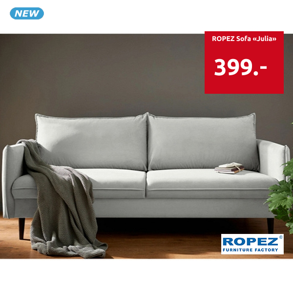 ROPEZ Sofa «Julia», B 199 x H 91 x T 86 cm, grau