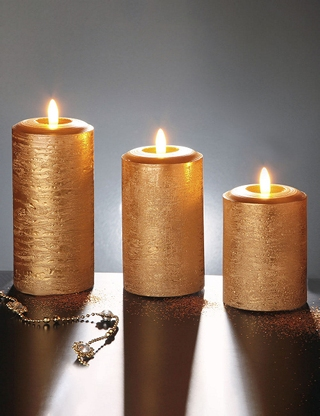 LED-Kerzen «Gold», 3er-Set, goldfarben