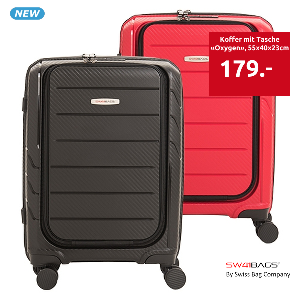 SWISSBAGS Koffer mit Tasche «Oxygen», 55x40x23 cm, schwarz