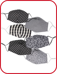 Mund-Nasen-Schutz aus Stoff, 6-er Set, schwarz & weiss