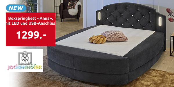 Boxspringbett «Anna», 140 x 200 cm, mit LED und USB-Anschluss