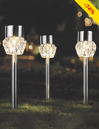 LED-Solarlampen «Cristal», Set 3 Stück