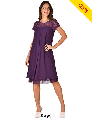Kleid, fliessend und gefüttert, violett