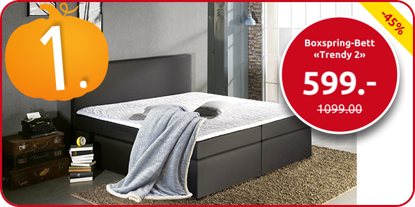 Boxspring-Bett «Trendy 2», feste Matratze, 160 x 200 cm, schwarz
