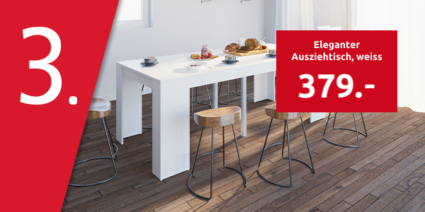 Eleganter Ausziehtisch, weiss