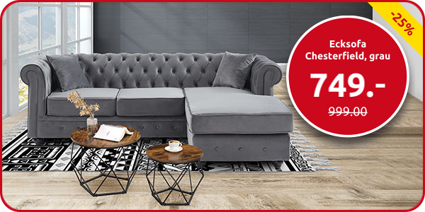 Ecksofa Chesterfield, grau