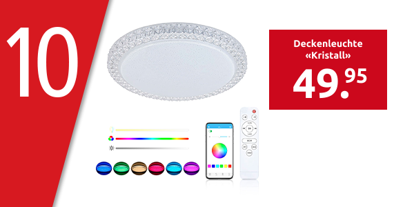Deckenleuchte «Kristall», Ø40 cm, 4 Funktionen