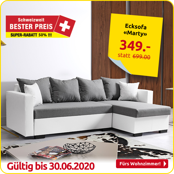 Ecksofa «Marty», weiss/grau