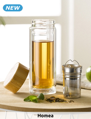 Homea Isolierflasche «Tea Bottle», aus Glas, mit Infusor