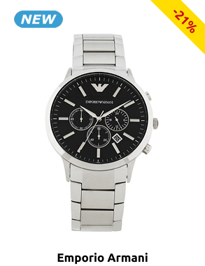 EMPORIO ARMANI Herrenuhr mit Datumsanzeige, silberfarben