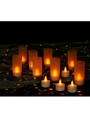 LED-Kerzen mit Ladegerät, 12 Stück