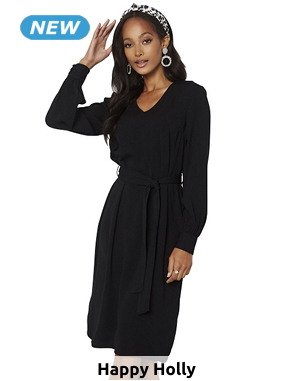 Kleid mit V-Ausschnitt, schwarz