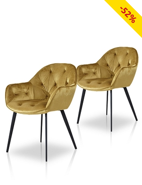 Stuhlset «Diego», 2 Stück, Samt senffarben