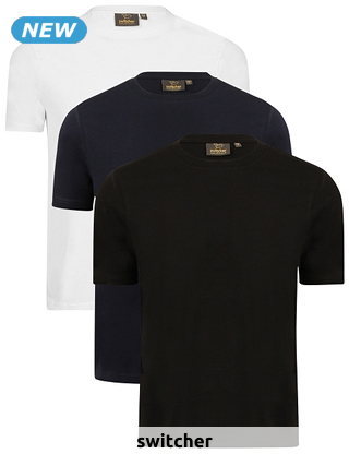 switcher T-Shirts «Bob II», 3er-Pack, Herren, weiss + marine + schwarz