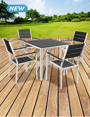 Gartenset «Mini Cancun», 5-teilig, weiss/grau