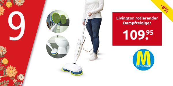 Livington rotierender Dampfreiniger «Steam Twister», weiss