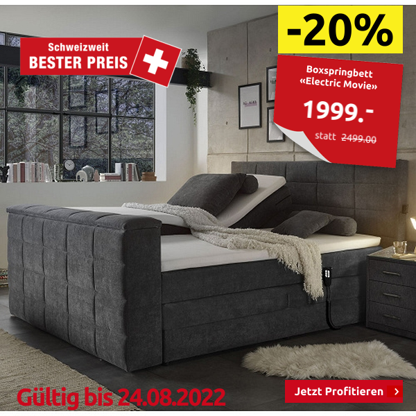 Boxspringbett «Electric Movie», 180 x 200 cm