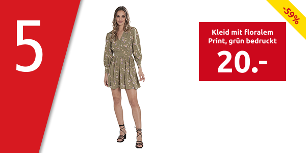 Kleid mit floralem Print, grün bedruckt