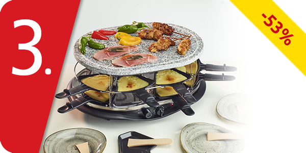 Raclette-Party JUMBO, doppelstöckig, 16 Pfännchen + Spatel