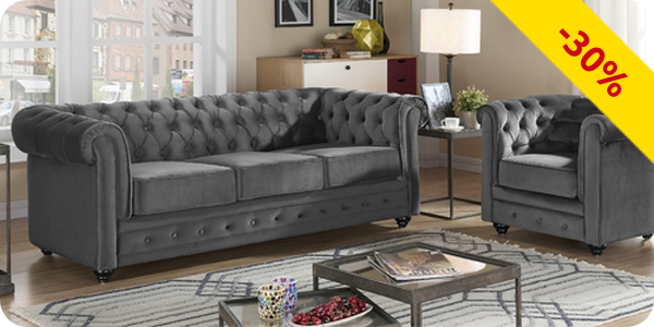 Sofa «Chesterfield», grau