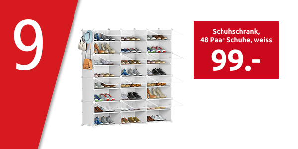 Schuhschrank, B 127 x H 126 x T 32 cm, 48 Paar Schuhe, weiss