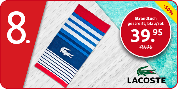 Lacoste Strandtuch gestreift, blau/rot