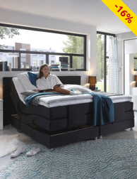 Elektrisches Boxspringbett «Elisande» 180 x 200 cm, schwarz