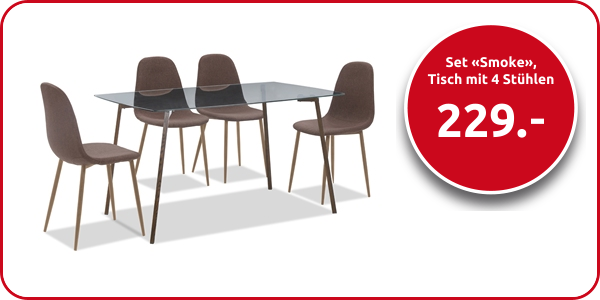 Set «Smoke», 1 Tisch + 4 Stühle