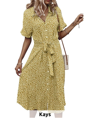 Kurzärmeliges Kleid «Lily», gelb