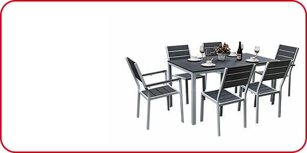 Gartenset «Cancun», 7-teilig, weiss/ grau