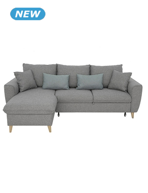 Schlaf-Ecksofa «Ludo» mit Bettkasten, B 249 x H 90 x T 150, grau