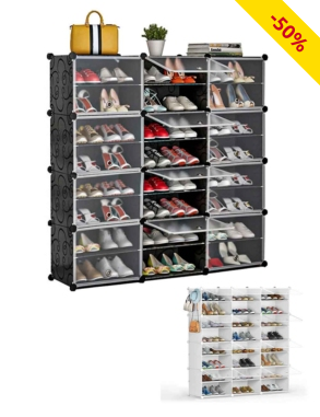 Schuhschrank, B 127 x H 126 x T 32 cm, 48 Paare, schwarz