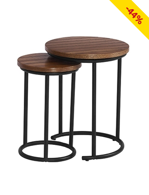 Schachteltische «Stork», 2 Stück, braun/schwarz