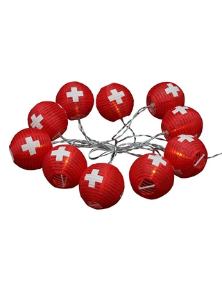 Solar-Girlande mit Schweizer Flagge, rot, L 180 cm