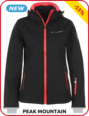 Peak Mountain Softshell Damenjacke «Amaleak/ZI», schwarz/koralle