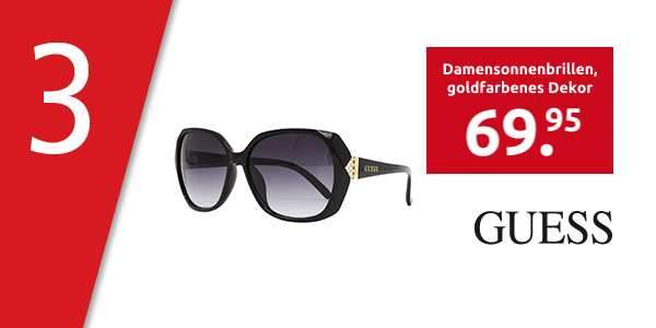 GUESS Damensonnenbrillen, goldfarbenes Dekor, schwarz