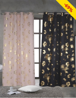 Vorhang «Ginkgo», lichtundurchlässig, H 240 , B 140 cm, rosa