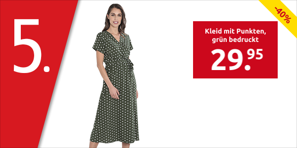 Kleid mit Punkten, grün bedruckt