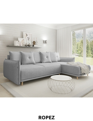 Schlaf-Ecksofa «Gary» mit Stauraum, 229 x 174 cm, grau