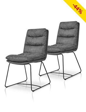 Stühle mit gestepptem Kissen «Lola», 2er-Set, grau