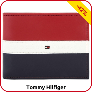 Tommy Hilfiger Leder-Brieftasche, dreifarbig, RFID