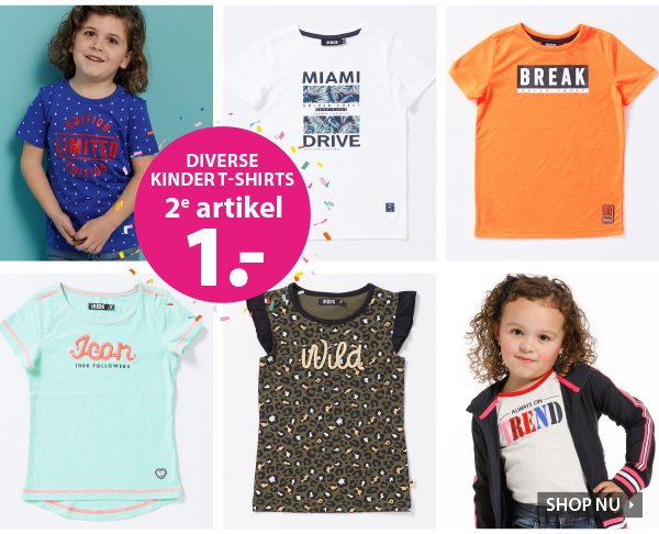 Diverse kinder t-shirts - 2e artikel voor € 1