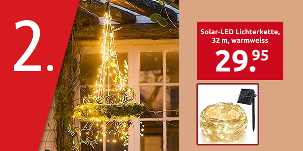 Solar-LED Lichterkette, 32 m, warmweiss
