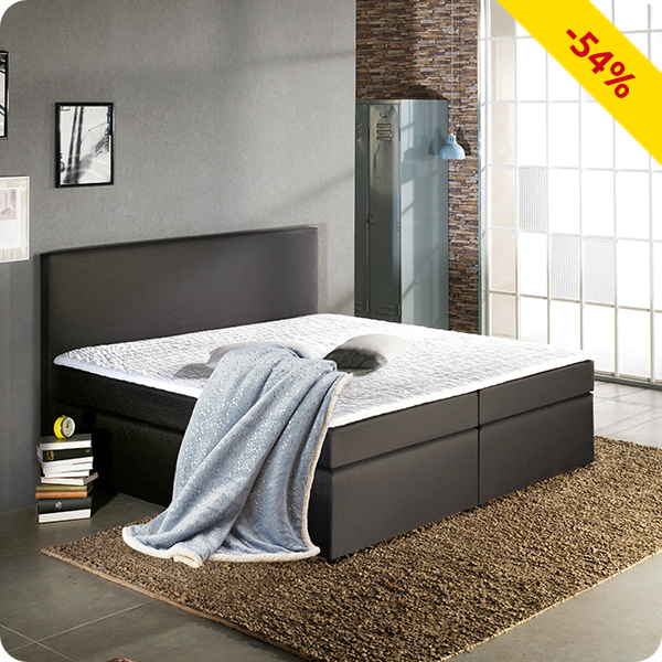 Boxspring-Bett «Trendy 2», feste Matratze, 160 x 200 cm, schwarz