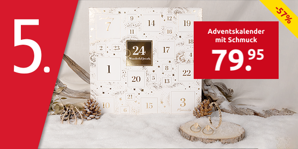 Adventskalender mit Schmuck, weiss/goldfarben
