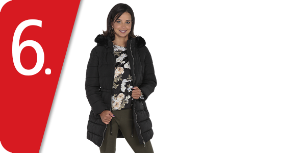 Gesteppter Mantel, schwarz