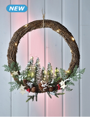 Holzkranz «Tanne», 30 LEDs