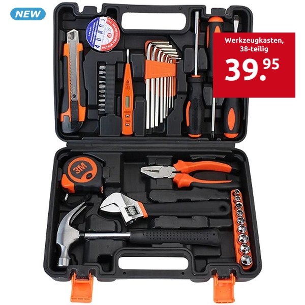 Werkzeugkasten, 38-teilig, aus Kohlenstoff-Stahl