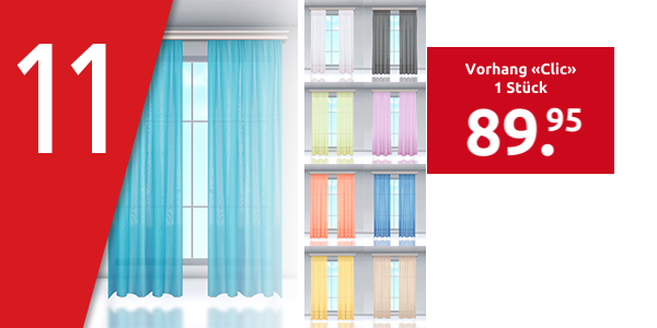Vorhang «Clic» 1 Stück, 200 x 240 cm, türkis