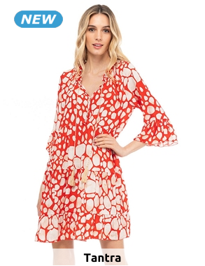 tANtRA Kleid «Enchantée», rot/weiss